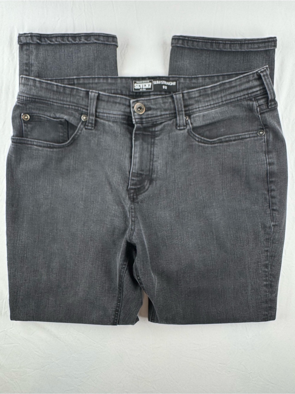 Seven7 Men's Slim Straight Denim  Jeans in Charcoal Gray Size 36x32